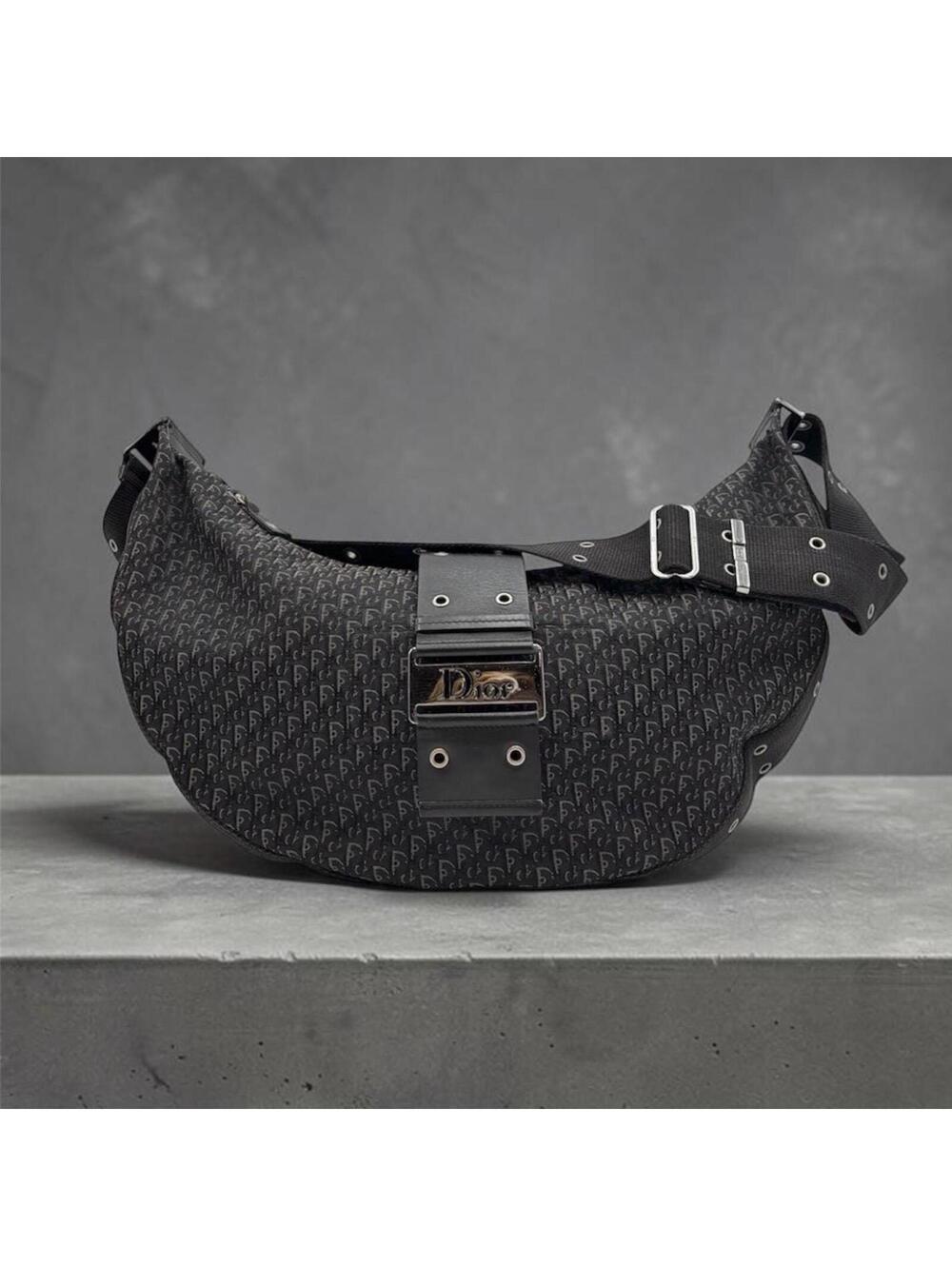 Christian Dior Vintage Black Diorissimo Monogram Saddle Messenger Shoulder Bag - Picture 12 of 13